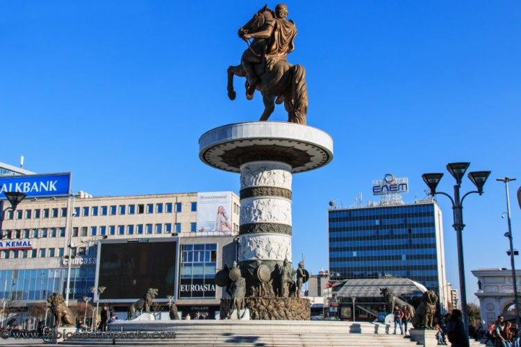main square of skopje in north macedonia