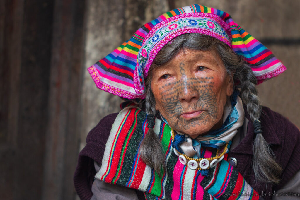 Dulong woman with tattoos on her face