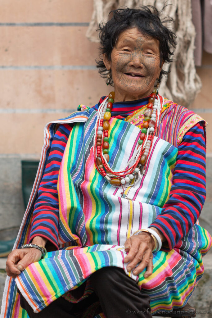 Dulong woman with tattoos on her face